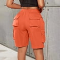 thumbnail image 2 of Fnooota Womens Cargo Bermuda Shorts, Summer Elastic Waist Above the Knee Relaxed Fit Hiking Shorts with Pockets Orange Size 2XL, 2 of 8