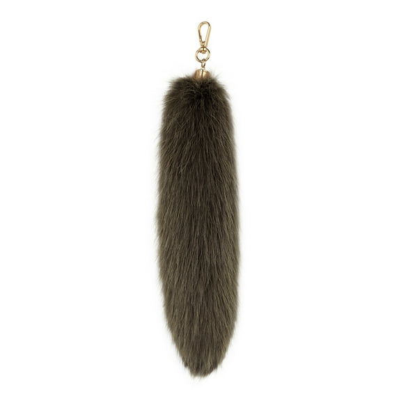Coffee Plush Tail Keychain – Soft Furry Fox Tail Pendant for Backpack, Handbag, Car Keys, Schoolbag Accessories, Cute Gift