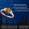 thumbnail image 2 of Gem Stone King 1.54 Ct Oval Whiskey Quartz G/H Lab Grown Diamond 18K Rose Gold Plated Silver Ring, 2 of 6