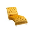 thumbnail image 4 of Velvet Chaise Sofa with Lumbar Pillow, Modern Ergonomic Upholstered Concubine Sofa Chair, Comfy Button-Tufted Sleeper Recliner Sofa for Living Room, Bedroom, Balcony, Mustard, 4 of 7