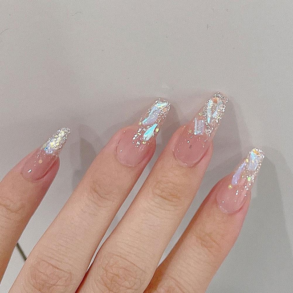 False Nails Small Fresh Yellow Flowers Decorated Design Almond Fake Nails French Wearable Manicure Art Tips U7K4