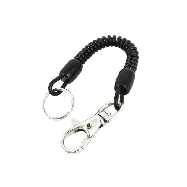 Unique Bargains Lobster Hook Safety Spring Elastic Coiled Cord Keyring Key Chain Strap Rope 8