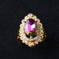 thumbnail image 7 of AYYUFE Women Rainbow Color Big Ellipse Glass Rhinestone Hollow Party Ring Gift Jewelry Glass, Alloy, Rhinestone Beige, 7 of 7
