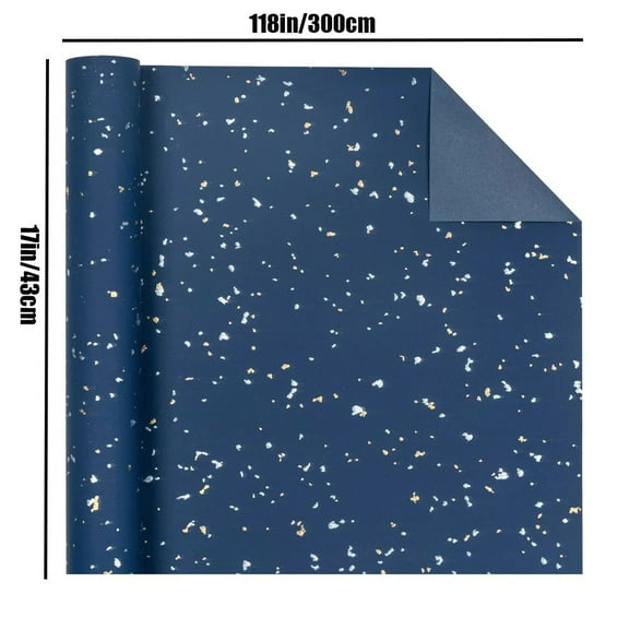 1roll Gift Wrapping Paper Navy Blue Gold Foil Gift Wrapping Paper Gift Paper Suitable for Birthdays and Festivals DIY Gift