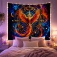 thumbnail image 2 of Moon Stars Phoenix with Outstretched Flame Hued Wings, Mystical Fantasy for Space Lovers, Galaxy Room Decor, Graduation Gift, Tapestry Wall Hanging for Bedroom and Dorm, 2 of 7