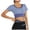 Blue, variant on felwors Women's Sports Crop Tank Top Padded Activewear Short Sleeve Shirt Fitness Top Yoga Fitness Running Gym with Integrated Bra (White, XXL)