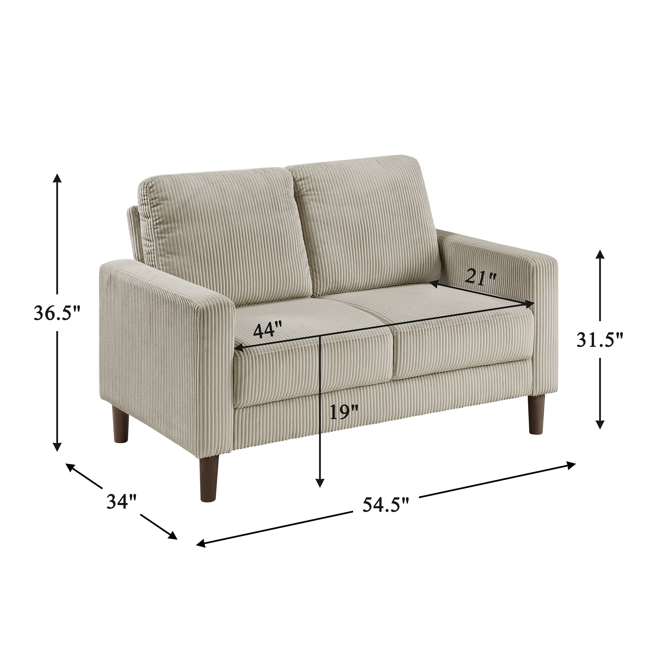 OakvillePark Mapleholt Corduroy Loveseat, Taupe