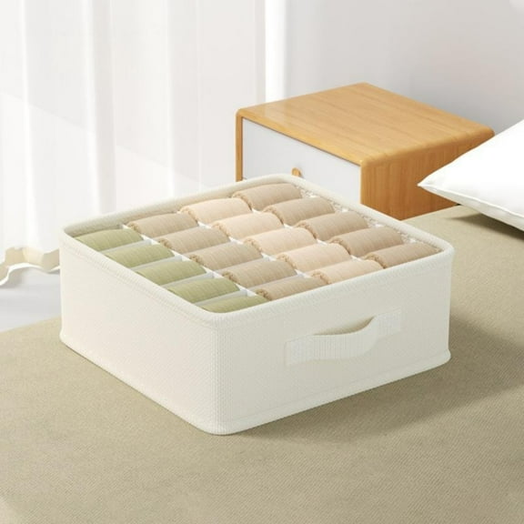 Kannior Large Fabric Drawer Organizer with 20 Compartments, Foldable Closet Organizers and Storage for Clothing Accessories, Beige