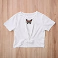 thumbnail image 4 of GYRATEDREAM Girl's 2 Pieces Outfit Butterfly Print Crop Tops and Pant Set Clothing Set 6-14 Years, 4 of 12