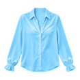 thumbnail image 4 of Hxshgdsn Women's Open Front Lapel Cardigan, Long Sleeve Button Up Knit Sweater, Solid Color Casual Outerwear（Light Blue/L), 4 of 4