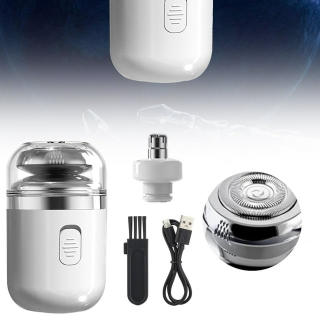 Mini Electric Shaver Capsule Shaver Portable Multifunctional Shaver 2 In 1 Capsule Shaver For Men With Nose Hair Cutter Head Washable Travel Shaver,White Electric Shaver