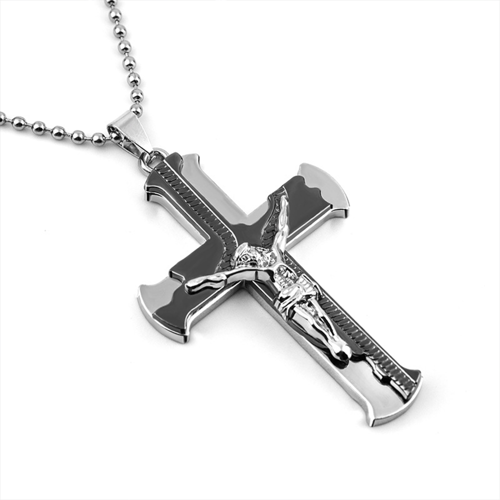 Ironkoi Stainless Steel Cross Pendant Necklace for Men Boys , Christian