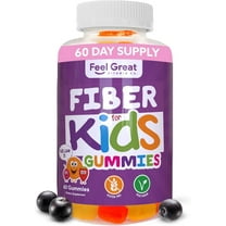 Feel Great Fiber Gummies for Kids Digestive Support | Constipation Relief for Kids | Fruity Flavored Chewable Kids Fiber Gummies | Vegetarian Supplements | 60 Day Supply