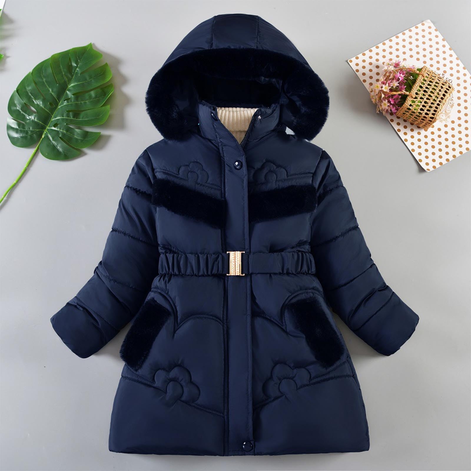 Manteau D'hiver Pour Fille 2025 - Capuche Amovible En Fausse Fourrure - Taille 1 à 7 Ans - En Laine Mélangée Polyester - Chaud Et Confortable - 7