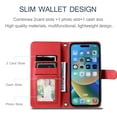 thumbnail image 3 of for iPhone 13 Pro Wallet Case, Premium PU Leather Magnetic Flip Folio Case with Wrist Strap Credit Card Holder for Women Men Crossbody Strap Phone Case Cover for iPhone 13 Pro, Red, 3 of 8