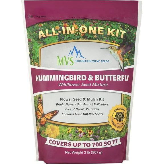 Mountain View Seeds Hummingbird & Butterfly Wildflower Seed Mixture