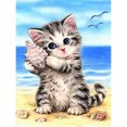 thumbnail image 1 of Create Your Own Beach Cat Art: DIY Diamond Painting Kit with HD Canvas, Colorful Resin Rhinestones, and Tools – Perfect Home Decor Craft for Adults & Teens (Frame Not Included), 1 of 7