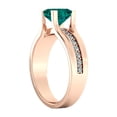 thumbnail image 6 of 1.20 ctw Lab Created Green Emerald Stone Ring with Diamonds 14K Rose Gold Bridge Channel set Princess, 6 of 7