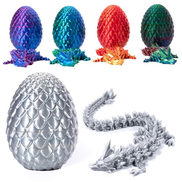 Huevo de dragón impreso en 3D, juguete antiestrés de cristal misterioso, huevos de Pascua míticos con dragón en su interior, juguete antiestrés articulado de cristal para niños, decoración para el