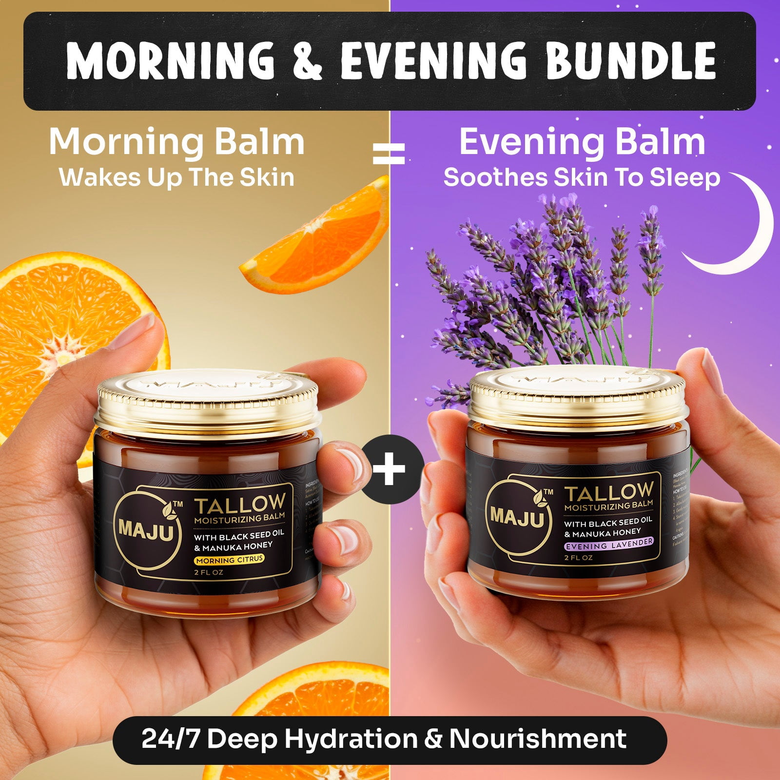 MAJU's Black Seed Manuka Tallow, 2 Fl Oz, Unscented, Grass Fed Beef Tallow Balm, Deeply Hydrating for All Day Skin Nourishment