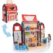 KidKraft Tote-ables Portable Barn Dollhouse with Doll Included, Storage, 30 Accessories