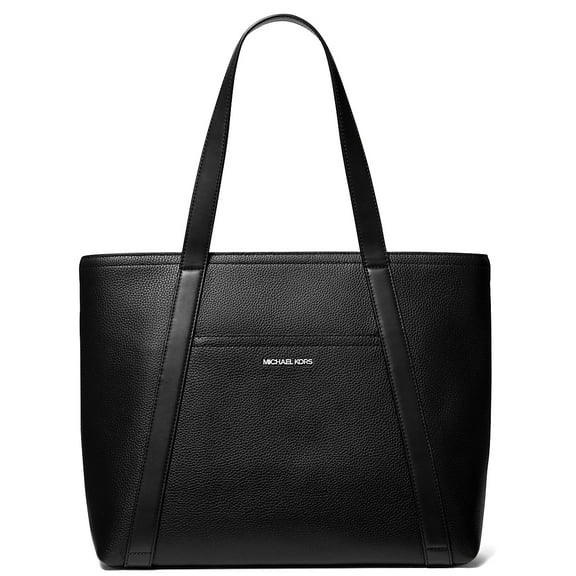 Michael Kors Cooper Large Top Zip Leather Tote Bag (Black)