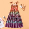 thumbnail image 3 of URMAGIC Girls Bohemian Dresses Floral Sleeveless Rainbow Beach Sundress 2-10 Years, 3 of 8