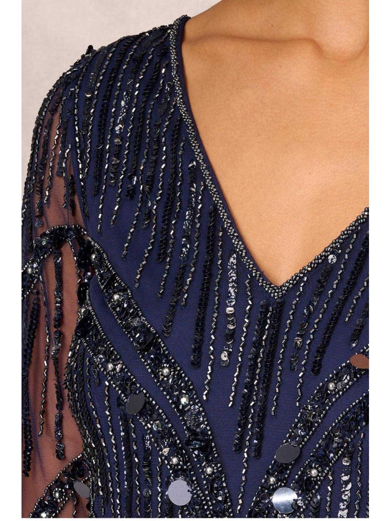 Aidan Mattox V-Neck Illusion Long Sleeve Zipper Back Embellished Mesh Dress-NAVY / 6 - Walmart.com Aidan Mattox V-Neck Illusion Long Sleeve Zipper Back Embellished Mesh Dress-NAVY / 6 - Walmart.com