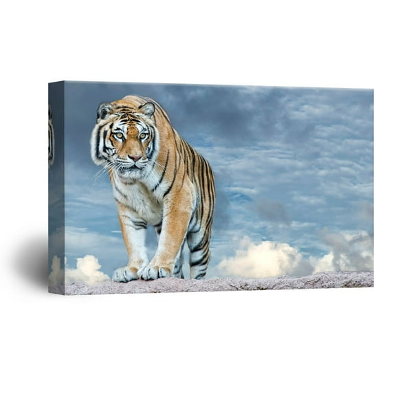 wall26 Canvas Wall Art - Tiger in The Wild - Giclee Print Gallery Wrap Modern Home Art Ready to Hang - 12x18 inches