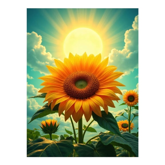 Diamond Art Kit for Adults, Sunflower Sunlit Vibrant Fields Diamond Painting for Adults Beginners, DIY Diamond Art Painting Kits, 5D Diamond Painting Crafts for Home Decor 12x16 Frameless