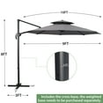 thumbnail image 3 of Autlaycil 10 FT Aluminum Offset Outdoor Cantilever Umbrella with 360-degree Rotation, 2-Tier Patio Umbrella - Grey, 3 of 6