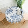 thumbnail image 4 of Spring Floral Tablecloth Round 60 Inch Ruitic Butterfly Table Cloth Waterproof Fabric Farmhouse Blue White Flower Tablecloths Decorative for Holiday Home Party Wedding Picnic, 4 of 6