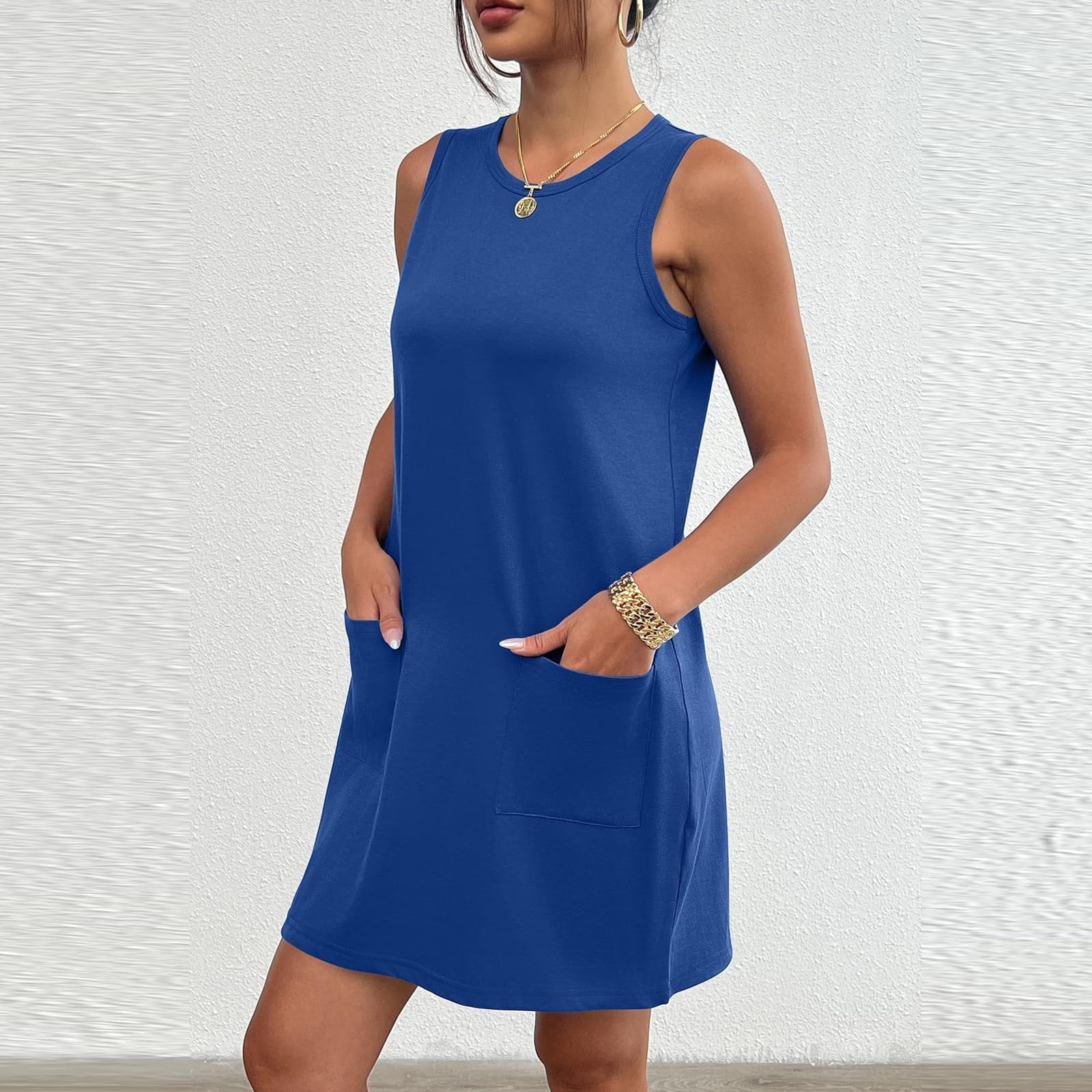 PMVFHDE Women Short Dress Sleeveless Mini Tank Casual Workout Sport Tennis Athletic With 2 Pockets
