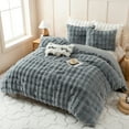 thumbnail image 6 of BLEUM CADE Fluffy Comforter Set King Size,Faux Fur Luxury Fuzzy Bedding Sets Light Gray,Shaggy Plush Duvet Cover Set with 2 Pillowcases, 6 of 11