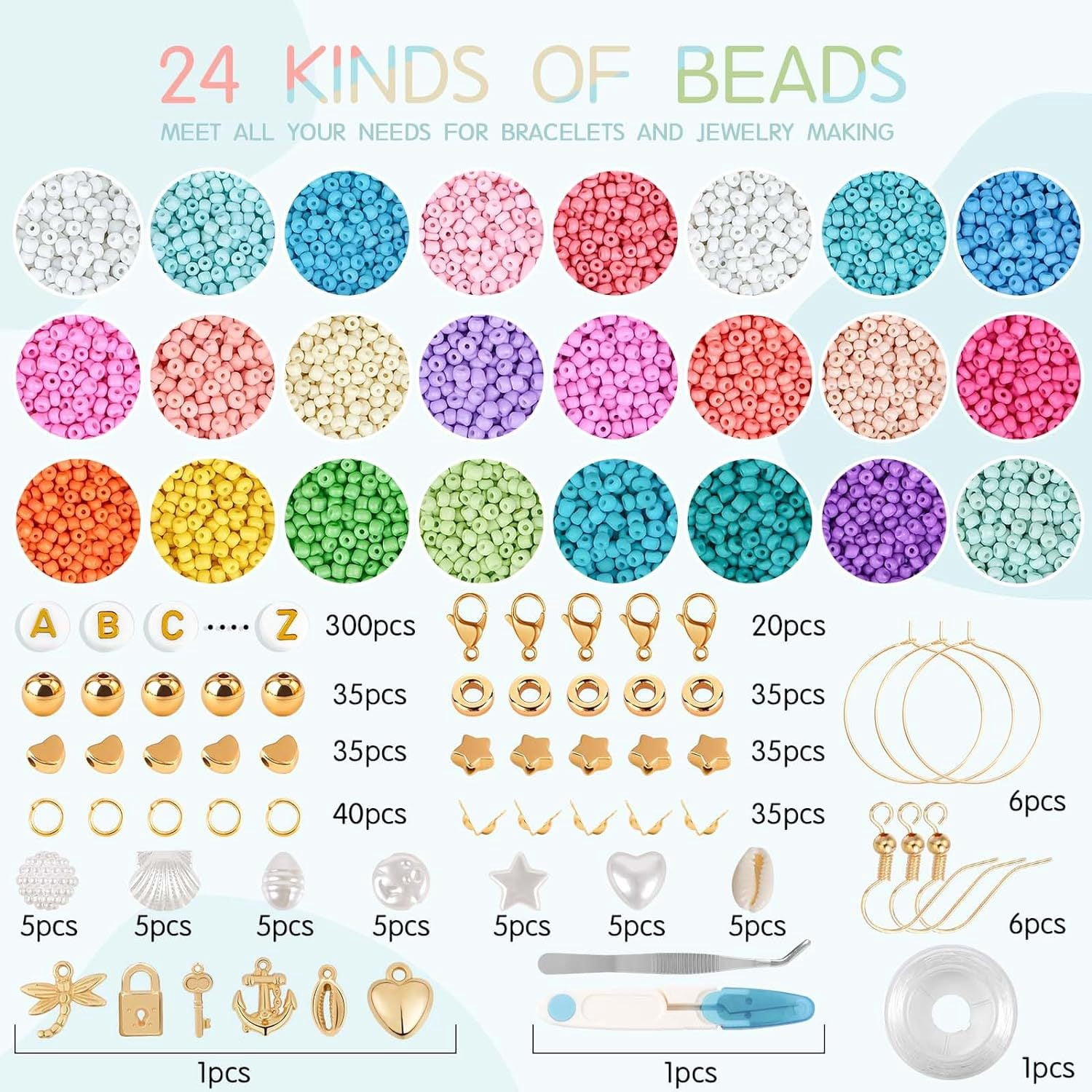 Tivamiko 12000Pcs DIY Bracelets Making Kit with 3mm Clay Beads, Handcraft Jewelry Making Kit for Girls Adluts Handmade Enthusiasts