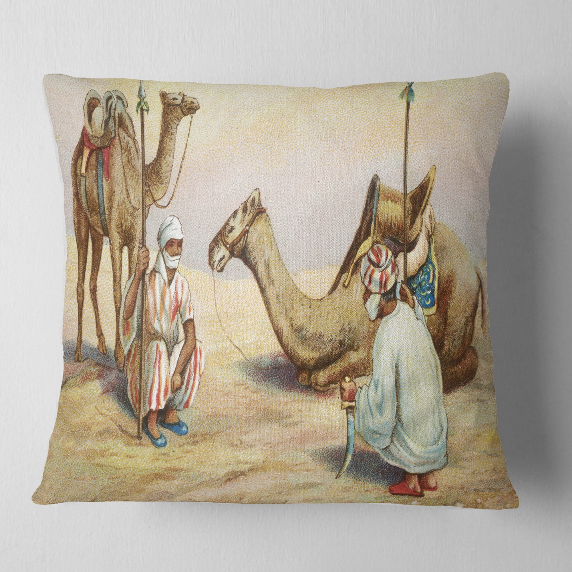 Designart Old Colonial Illustration - Contemporary Throw Pillow - 18x18