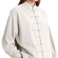 thumbnail image 7 of Aoiroe Women’s Linen Shirt Jacket – Oversized Button Down Blouse, Lightweight Long Sleeve Casual Loose Fit Top Vintage Style White 2XL, 7 of 7