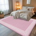 thumbnail image 5 of Pink Geometric 5x8 Area Rugs, White Greek Key Design Burlap Modern Art Non-Skid Rubber Backing Large Rectangle Rugs - Living Room Bedroom Home Office, Indoor Floor Mat Carpets Washable Rug, 5 of 9