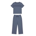 thumbnail image 5 of Womens 2 Piece Outfits Sweatsuit Short Sleeve Tops and Drawstring Waist Cropped Wide Leg Pants Lounge Workout Sets, 5 of 5