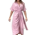 thumbnail image 1 of Gspmoly Robes pour Femmes, Nouvelle Collection de Robes d'Été pour Femmes Style Chemise à Taille, Manches Courtes, Col Rabattu, Imprimée, Longue Robe de Vacances, Robes de Cocktail pour Femmes, Offres du Jour, 1 of 2