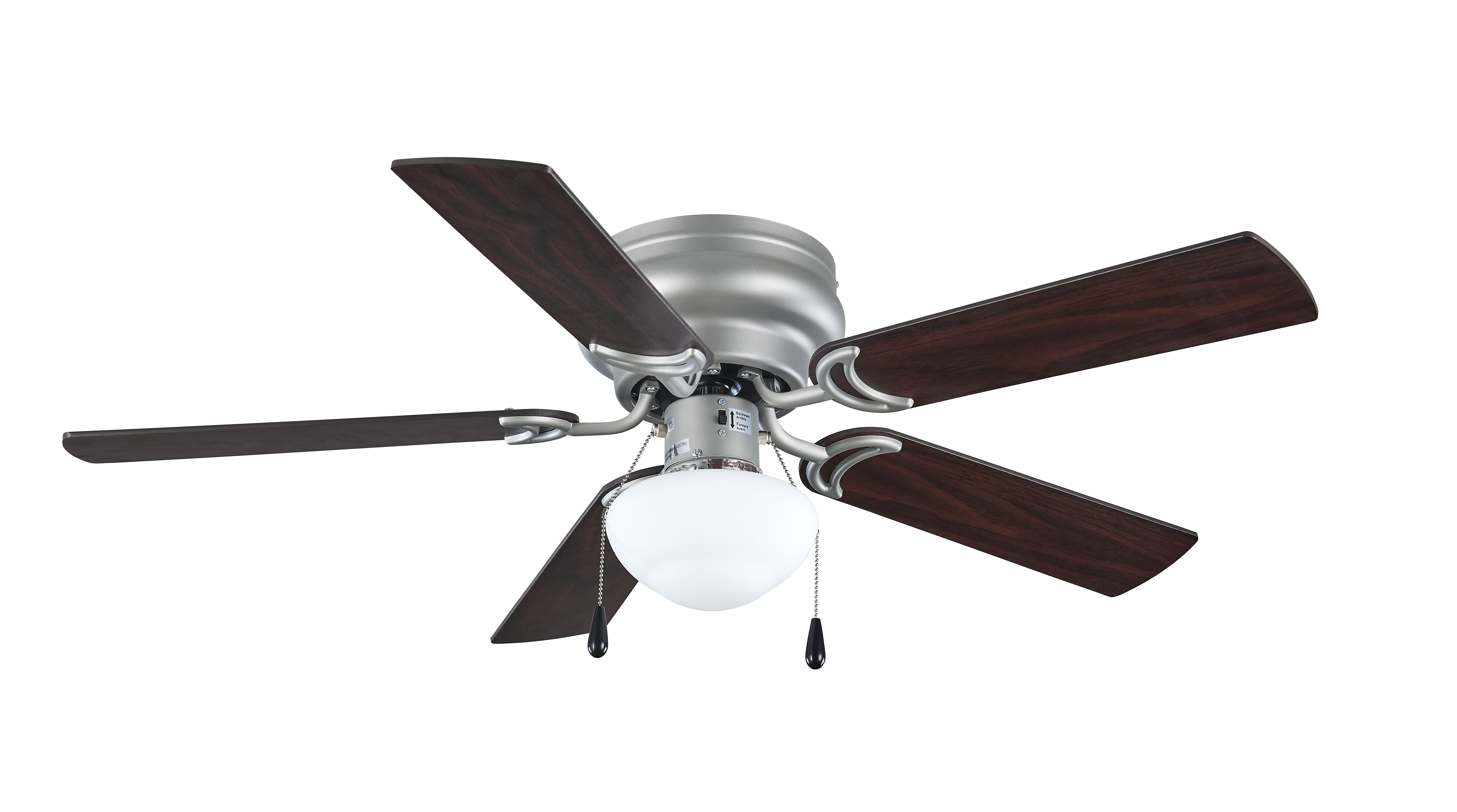 Mainstays 44" Hugger Indoor Ceiling Fan with Single Light, Satin Nickel, 5 Blades, LED, Reverse Airflow - image 5 of 8