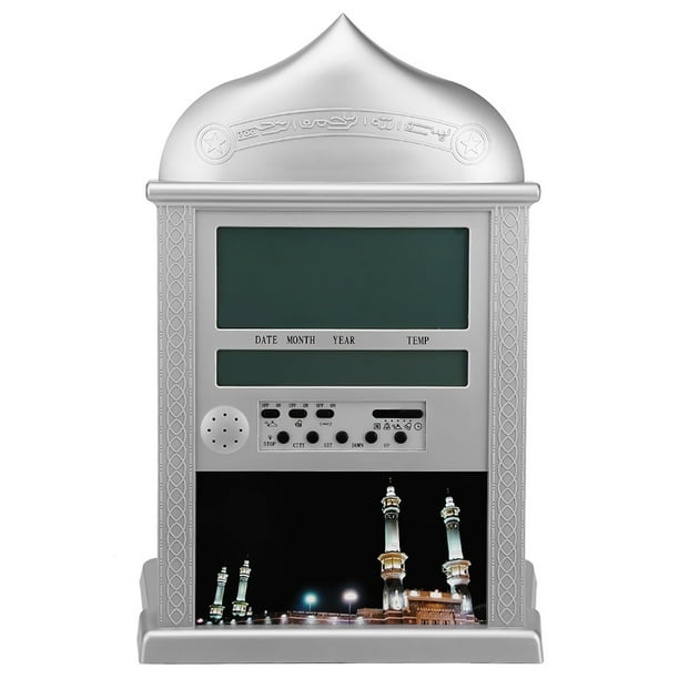 Horloge Murale Islamique Azan Automatique – Alarme Prière Musulmane, Calendrier Hijri, 1500 Villes, Écran LCD, Rappel Quotidien