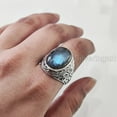 thumbnail image 6 of Labradorite Mans Ring, Natural Blue Fire Labradorite, Unisex Ring, Silver Jewelry, 925 Silver Ring, Birthday Gift, Heavy Men Ring, Arabic Design, Ottoman Style Ring, Christmas, Turkey Mens Signet Ring, 6 of 8