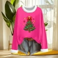 thumbnail image 4 of asdoklhq Christmas Sweatshirts for Women Christmas Fashionable Loose Casual Long Sleeved Round Neck Christmas Printed Top Hot Pink XL, 4 of 6