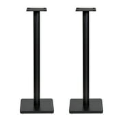 Fluance Floor Speaker Stands for Surround Sound and Bookshelf Speakers with Solid Construction, Adjustable Floor Spikes, Rubber Isolation Feet, Cable Management, Square Base - Matte Black/Pair (SS05S)
