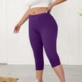 thumbnail image 3 of MLQIDK Yoga Capri Pants for Women Yoga Capri Pants Knee Length High Waisted Trendy Summer Pedal Pushers Dressy Casual Capri Leggings with Pockets Purple 2XL, 3 of 6