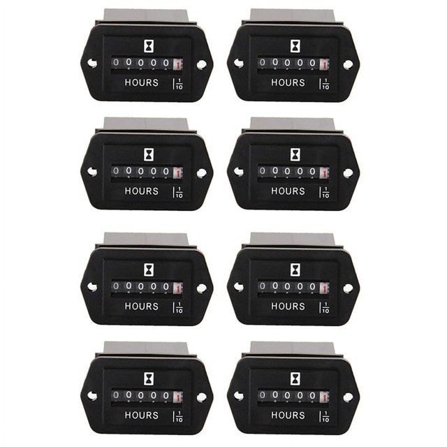 8X Contador de Horas MecáNico DC10V-80V - Contador de Horas para Generador de Motor AutomóViles Motorcross Motor CamióN Tractor