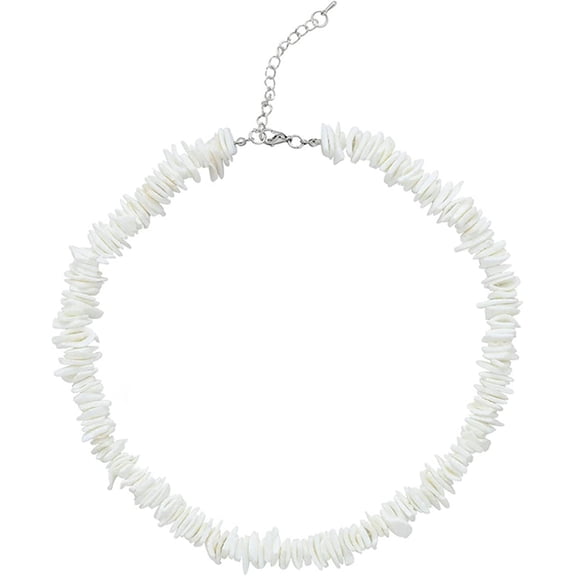 Handmade Shell Seashell Chip Beaded Hawaiian Style Adjustable Choker Necklace Natural Puka Summer Beach Surfer Clavicle Jewelry for Women Teens