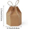 thumbnail image 2 of Paquete de 50 cajas de regalo de papel con forma de farol hexagonal, caja de embalaje de papel Kraft con cordón, envoltura de regalo de chocolate y caramelos para bodas, fiestas, Navidad, marrón, 2 of 5