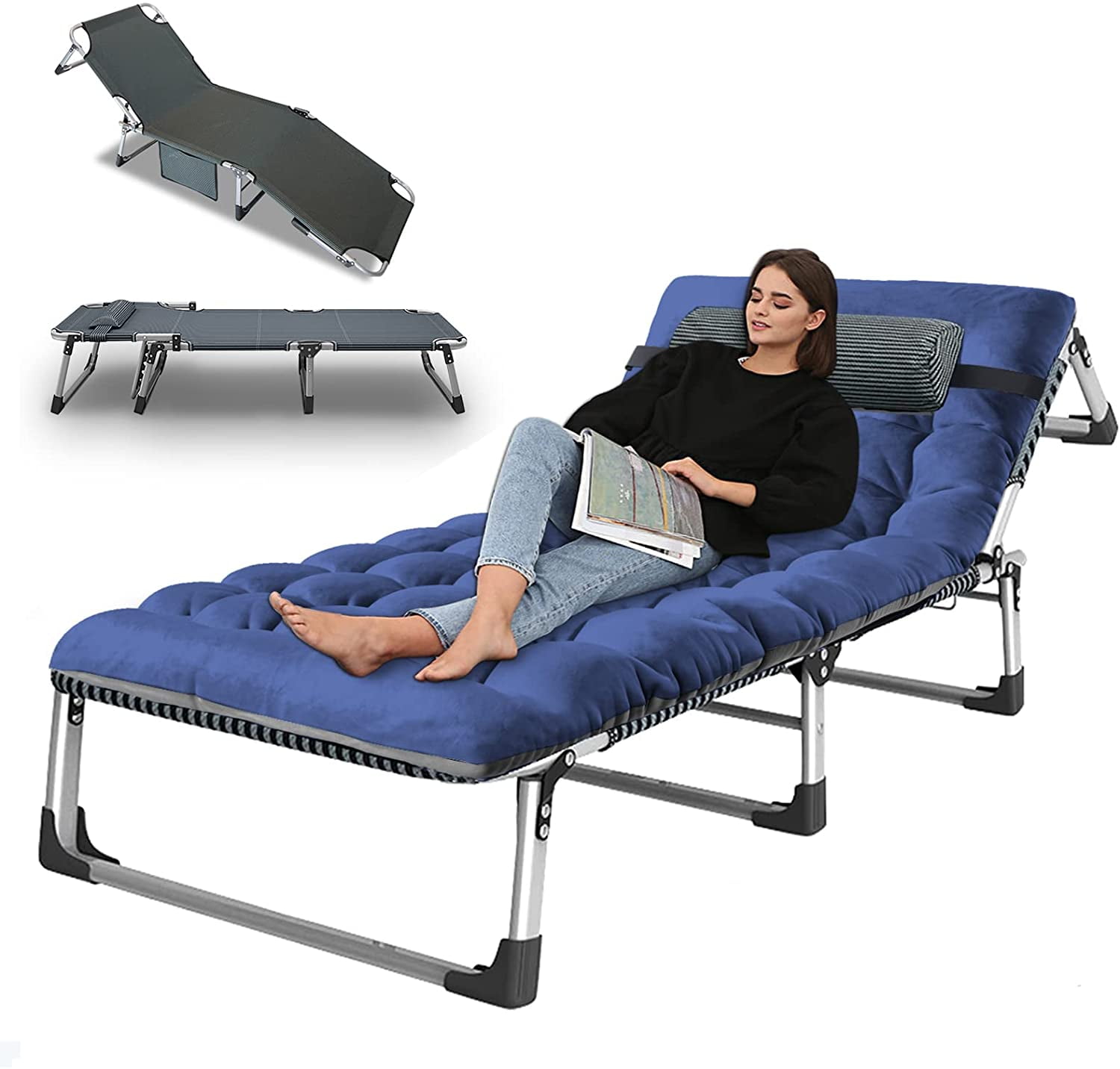 Slsy Folding Lounge Chair, 5Position Adjustable Outdoor Reclining